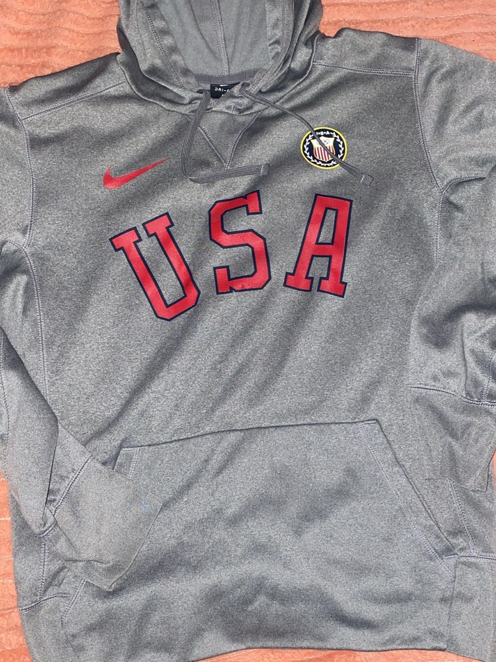 Nike like new, Gray Hoodie with Red USA Lettering